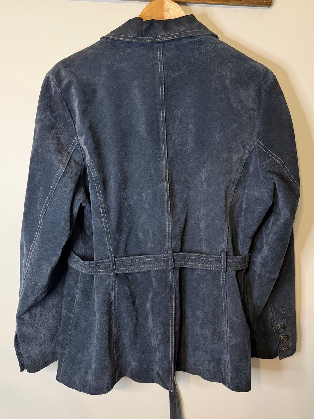 Wilsons Leather Genuine Suede Belted Safari Jacket Blue Women’s XL Coat Winter - Picture 4 of 13